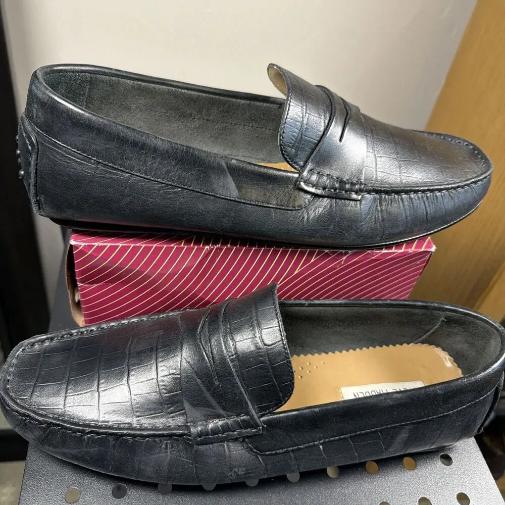 Steve Madden York Mens 10 Black Croc Leather Driver